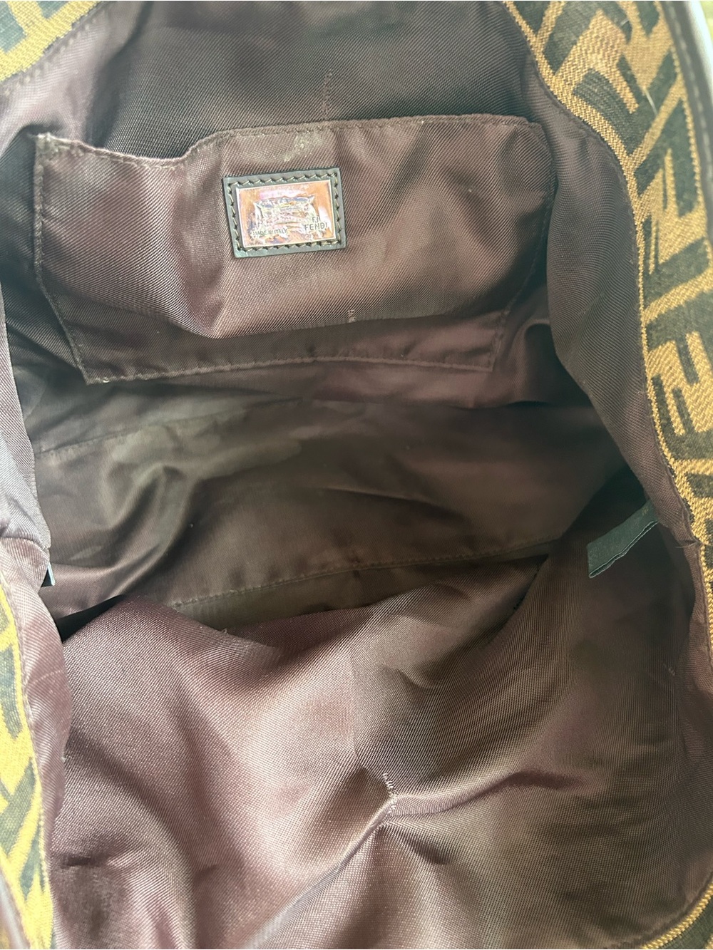 Fendi Brown Zucca FF Canvas Tote with Dark Brown Leather Straps - Picture 8 of 9